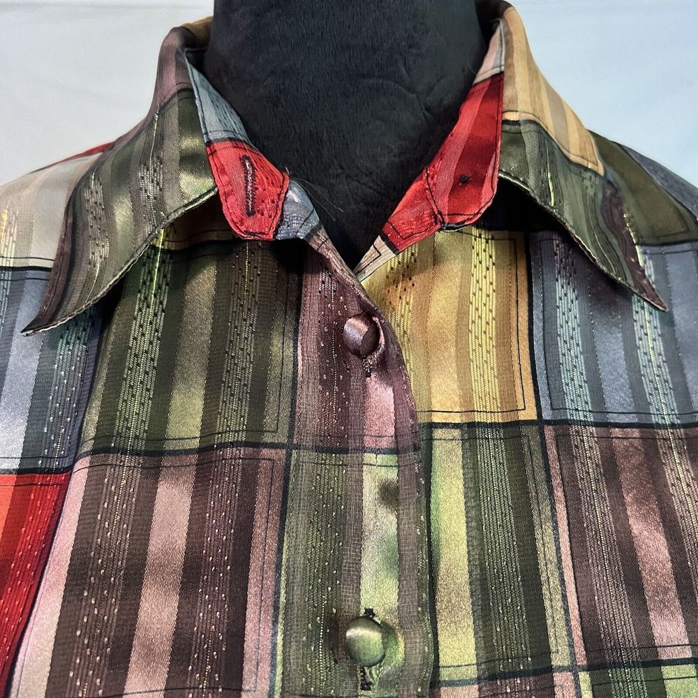 Yves St Clair Women's 10 Semi Sheer Collar Vintage Secretary Blouse Top As Is - Picture 2 of 10